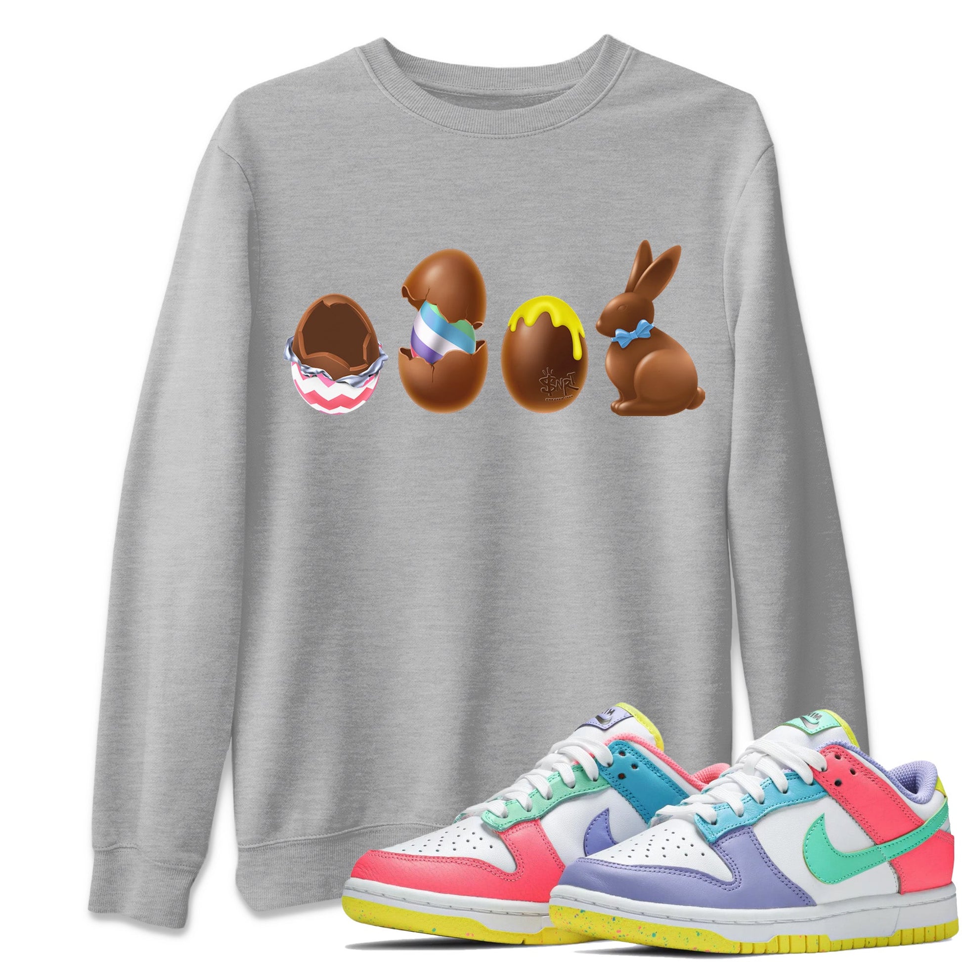 Dunk Easter Candy Chocolate Easter Set Crew Neck Sneaker Tees Holiday Easter T-Shirt Sneaker T-Shirts Washing and Care Tip