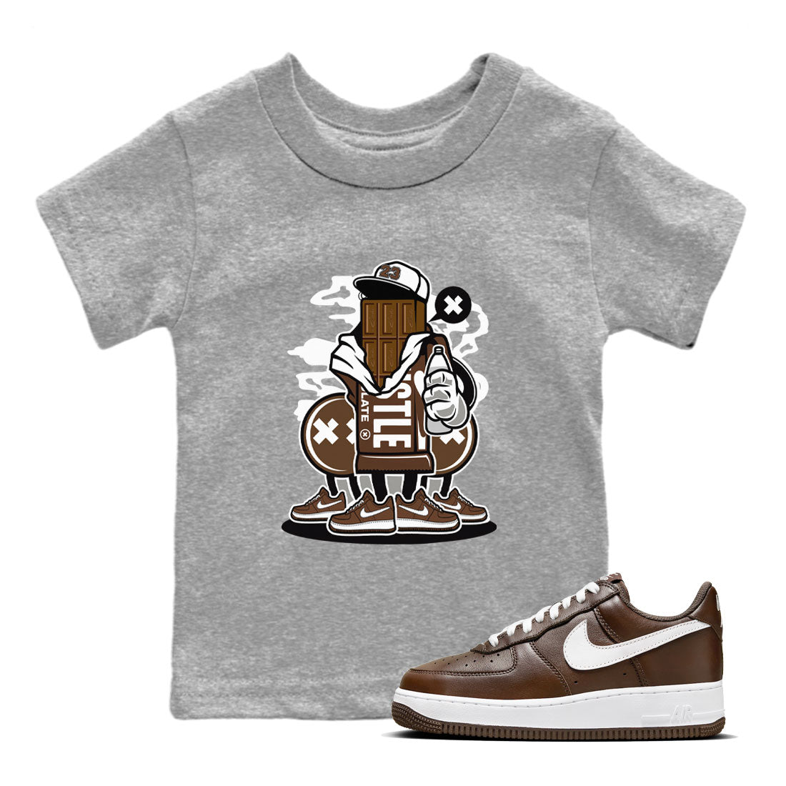 AF1 Chocolate shirt to match jordans Chocolate Squad sneaker tees Air Force 1 Chocolate SNRT Sneaker Tees Youth Kid's Baby Shirt Heather Grey 1 T-Shirt