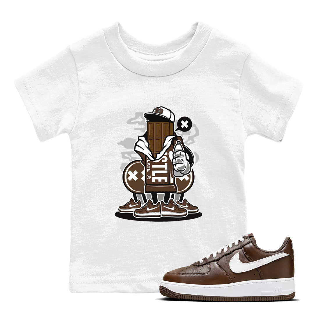 AF1 Chocolate shirt to match jordans Chocolate Squad sneaker tees Air Force 1 Chocolate SNRT Sneaker Tees Youth Kid's Baby Shirt White 1 T-Shirt