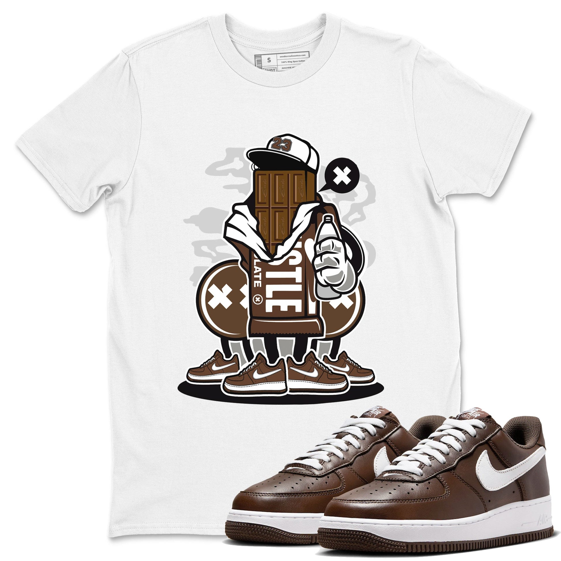 AF1 Chocolate shirt to match jordans Chocolate Squad sneaker tees Air Force 1 Chocolate SNRT Sneaker Release Tees Cotton Sneaker Tee White 1 T-Shirt