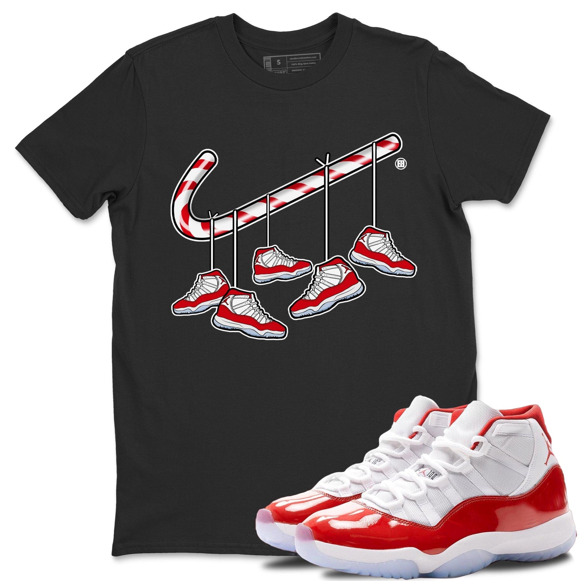 Jordan 11 Cherry Sneaker Match Tees Christmas Candy Cane Sneaker Tees Jordan 11 Cherry Sneaker Release Tees Unisex Shirts