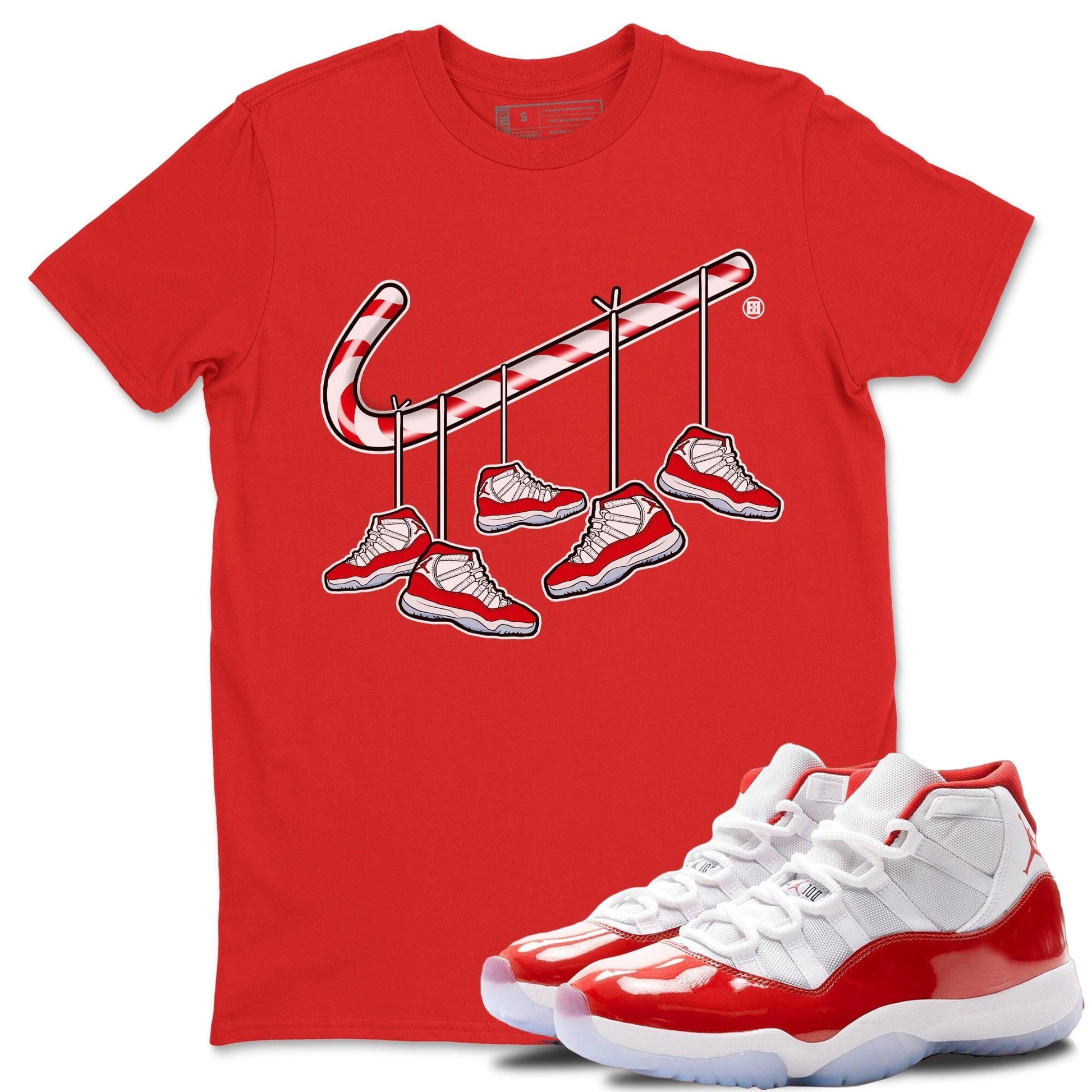 Jordan 11 Cherry Sneaker Match Tees Christmas Candy Cane Sneaker Tees Jordan 11 Cherry Sneaker Release Tees Unisex Shirts