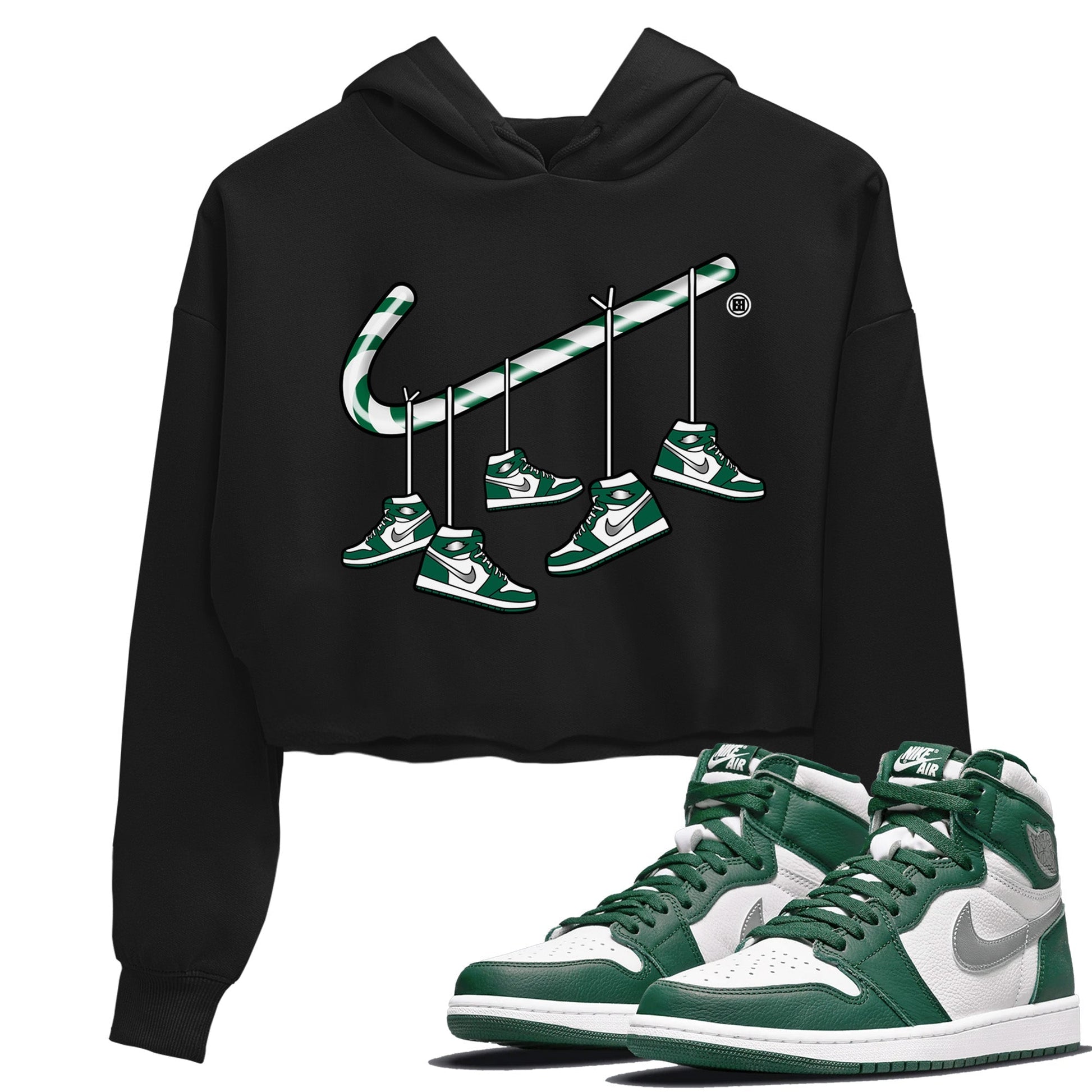 Jordan 1 Gorge Green Sneaker Match Tees Christmas Candy Cane Sneaker Tees Jordan 1 Gorge Green Sneaker Release Tees Women's Shirts