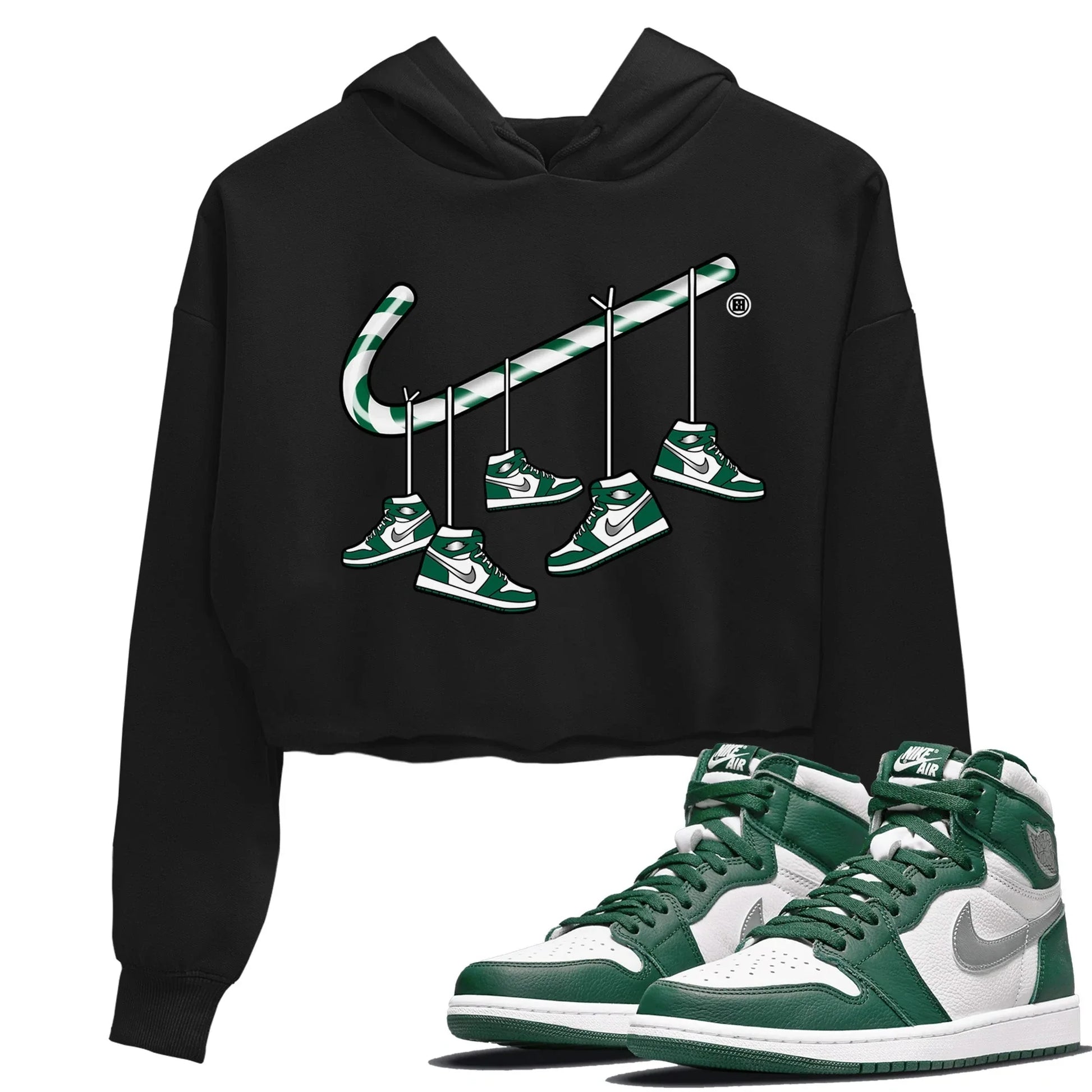 Jordan 1 Gorge Green Sneaker Match Tees Christmas Candy Cane Sneaker Tees Jordan 1 Gorge Green Sneaker Release Tees Women's Shirts