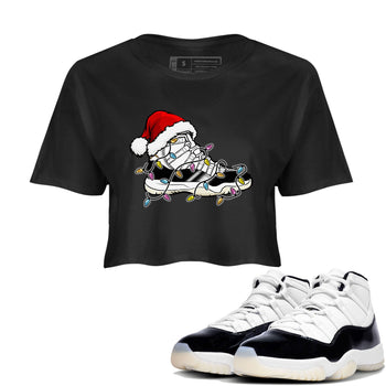 Jordan 11 Gratitude shirt to match jordans Christmas Light Sneaker sneaker tees 11s Gratitude SNRT sneaker Release Tees Black 1 crop length shirt