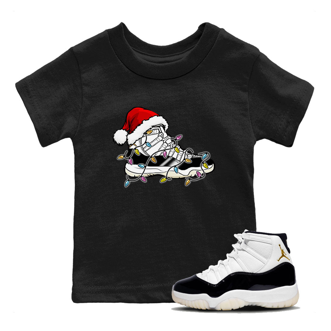 Jordan 11 Gratitude shirt to match jordans Christmas Light Sneaker sneaker tees 11s Gratitude SNRT sneaker release tees baby toddler Black 1 cotton sneaker tee
