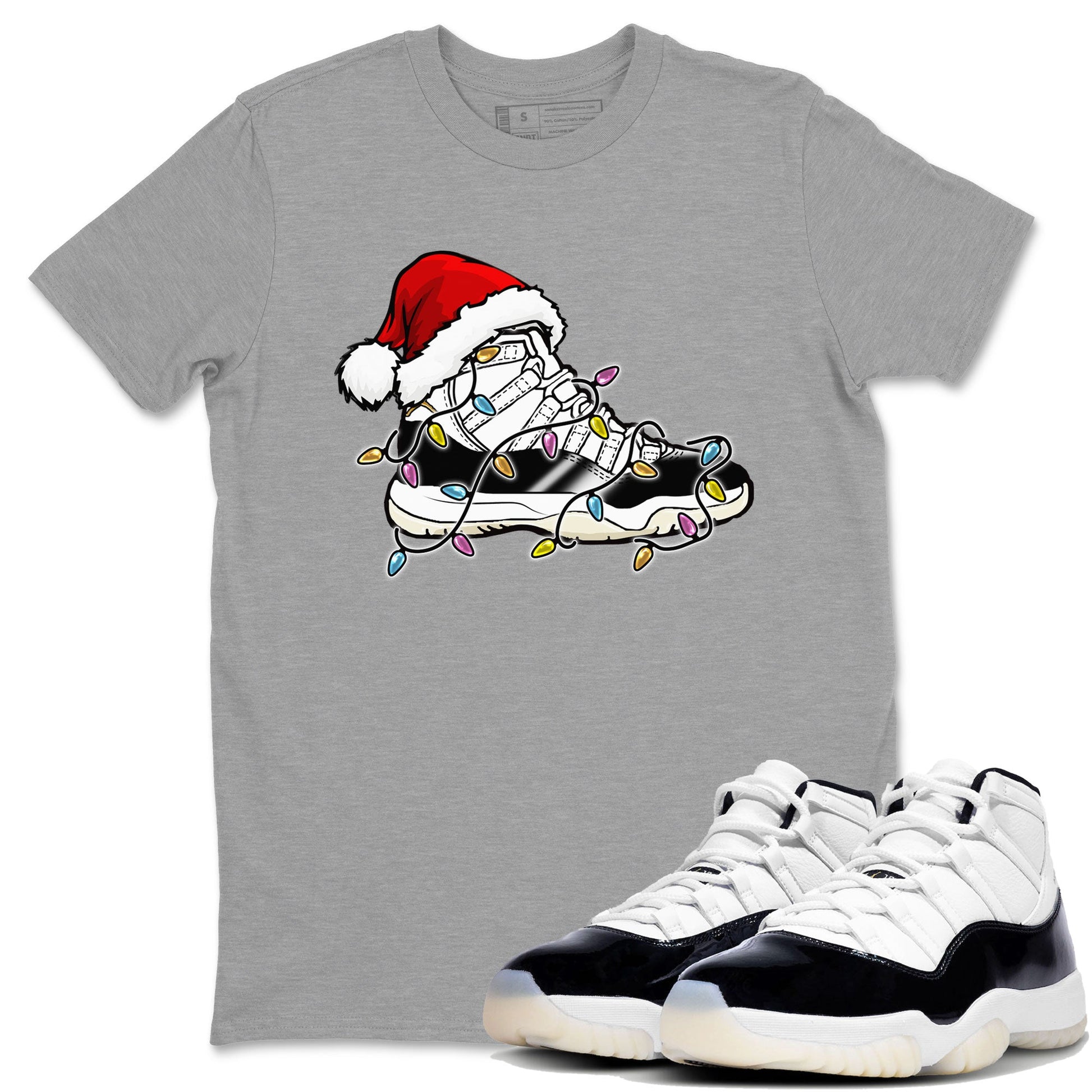 Jordan 11 Gratitude shirt to match jordans Christmas Light Sneaker sneaker tees 11s Gratitude SNRT sneaker Release Tees unisex cotton Heather Grey 1 crew neck shirt