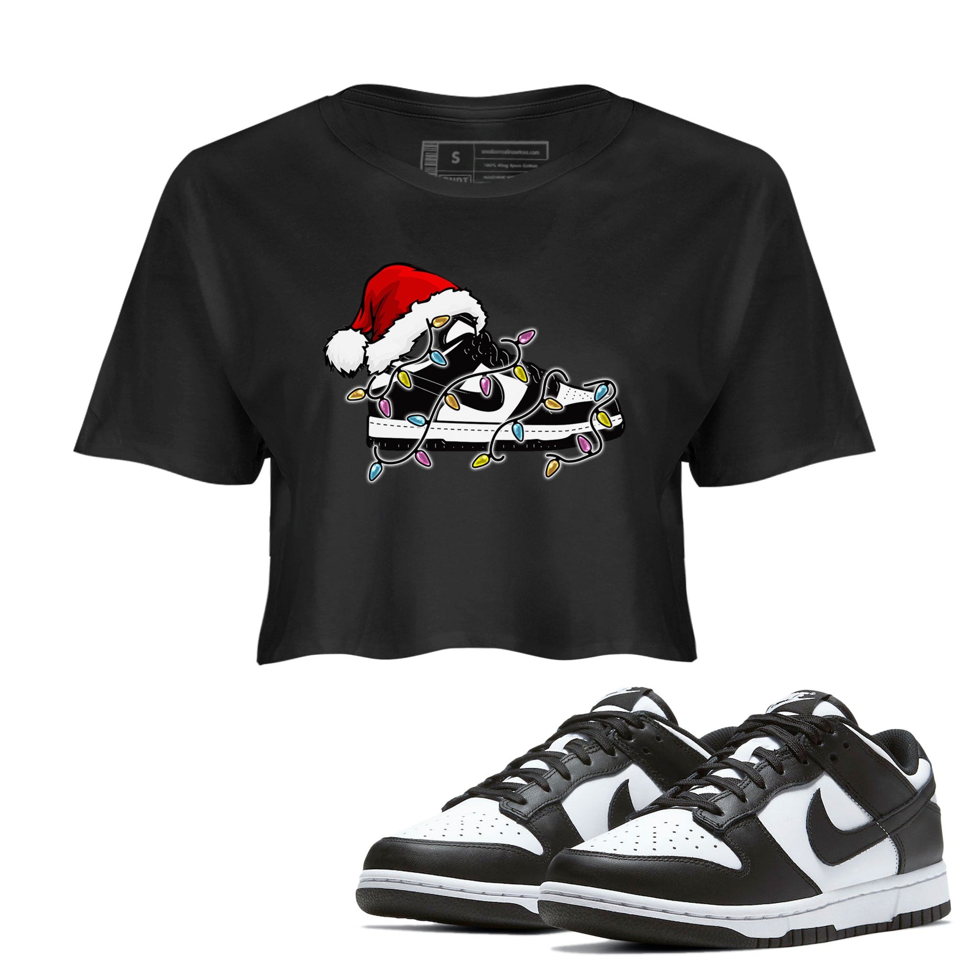 Dunk Panda Dunks Black White shirt to match jordans Christmas Light Sneaker sneaker tees Dunk Low Panda SNRT Sneaker Release Tees Black 1 crop length shirt