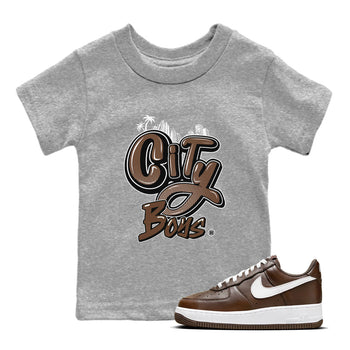 AF1 Chocolate shirt to match jordans City Boys sneaker tees Air Force 1 Chocolate SNRT Sneaker Tees Youth Kid's Baby Shirt Heather Grey 1 T-Shirt