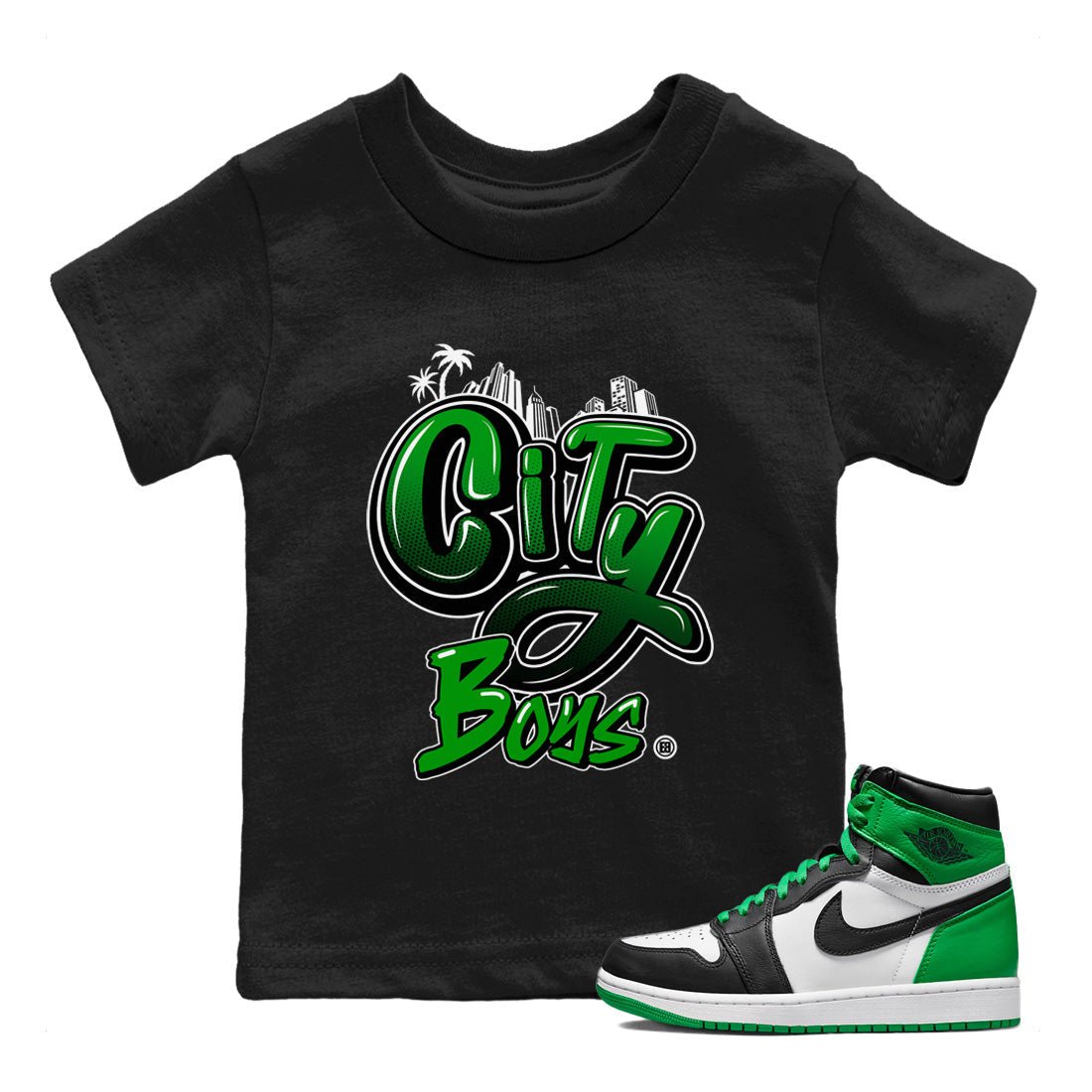 Air Jordan 1 Celtics Sneaker Match Tees City Boys Sneaker Tees Air Jordan 1 Retro Celtics Sneaker Release Tees Kids Shirts Black 1
