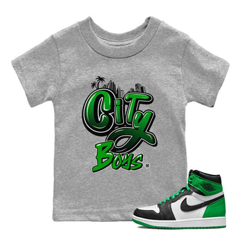 Air Jordan 1 Celtics Sneaker Match Tees City Boys Sneaker Tees Air Jordan 1 Retro Celtics Sneaker Release Tees Kids Shirts Heather Grey 1