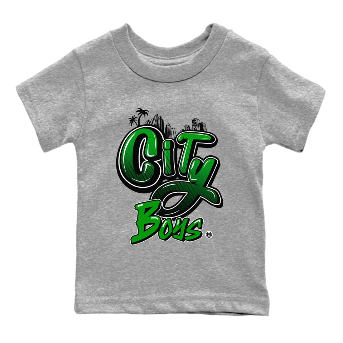Air Jordan 1 Celtics Sneaker Match Tees City Boys Sneaker Tees Air Jordan 1 Retro Celtics Sneaker Release Tees Kids Shirts Heather Grey 2