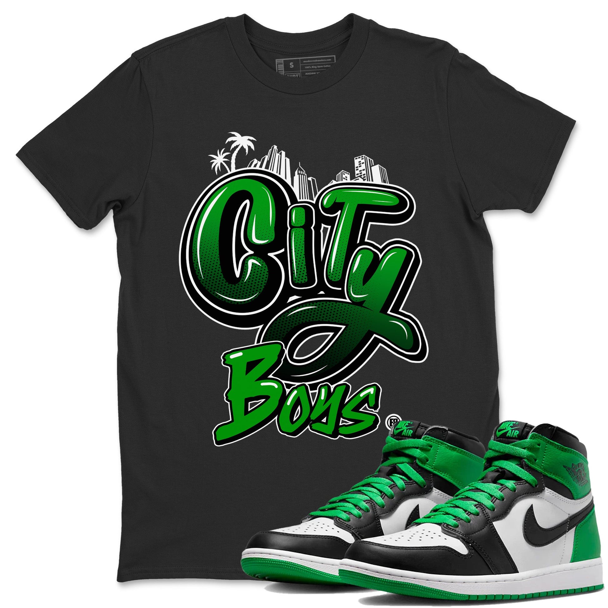 Air Jordan 1 Celtics Sneaker Match Tees City Boys Sneaker Tees Air Jordan 1 Retro Celtics Sneaker Release Tees Unisex Shirts Black 1