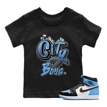 Air Jordan 1 Retro High OG UNC Toe Shirt to match Jordans City Boys Sneaker Tees Air Jordan 1 High OG UNC Toe SNRT Sneaker Release Tees Kids and Baby Tees Black 1