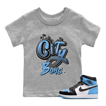 Air Jordan 1 Retro High OG UNC Toe Shirt to match Jordans City Boys Sneaker Tees Air Jordan 1 High OG UNC Toe SNRT Sneaker Release Tees Kids and Baby Tees Heather Grey 1