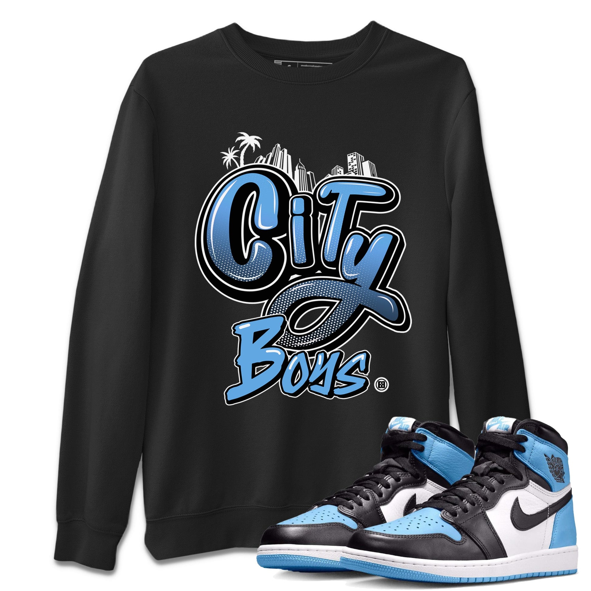 Air Jordan 1 Retro High OG UNC Toe Shirt to match Jordans City Boys Sneaker Tees Air Jordan 1 High OG UNC Toe SNRT Sneaker Release Tees Crew Neck T-Shirts Black 1