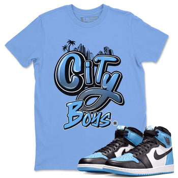 Air Jordan 1 Retro High OG UNC Toe Shirt to match Jordans City Boys Sneaker Tees Air Jordan 1 High OG UNC Toe SNRT Sneaker Release Tees Crew Neck T-Shirts Carolina Blue 1