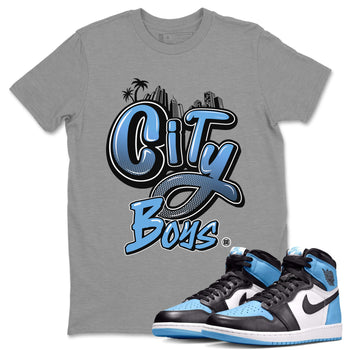 Air Jordan 1 Retro High OG UNC Toe Shirt to match Jordans City Boys Sneaker Tees Air Jordan 1 High OG UNC Toe SNRT Sneaker Release Tees Crew Neck T-Shirts Heather Grey 1