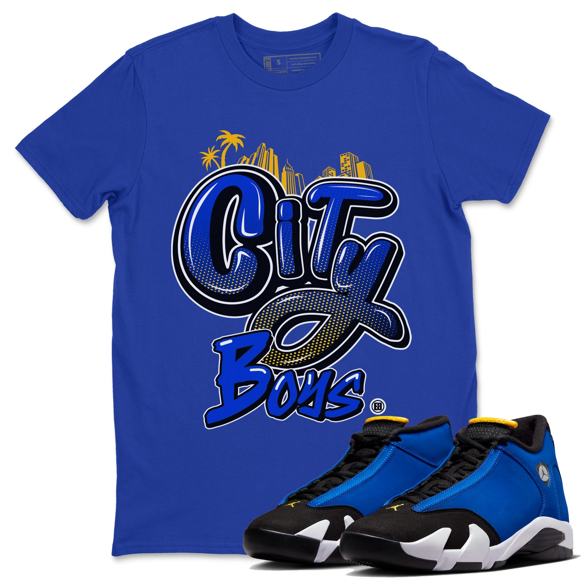 Air Jordan 14 Laney Sneaker Match Tees City Boys Sneaker Tees Jordan 14 Laney Sneaker Release Tees Unisex Shirts Royal Blue 1