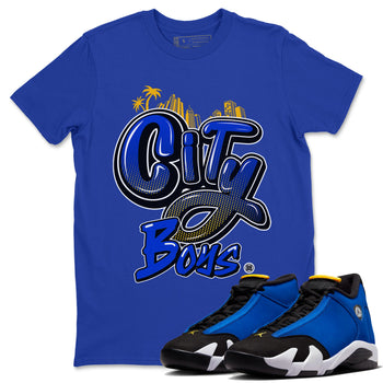 Air Jordan 14 Laney Sneaker Match Tees City Boys Sneaker Tees Jordan 14 Laney Sneaker Release Tees Unisex Shirts Royal Blue 1
