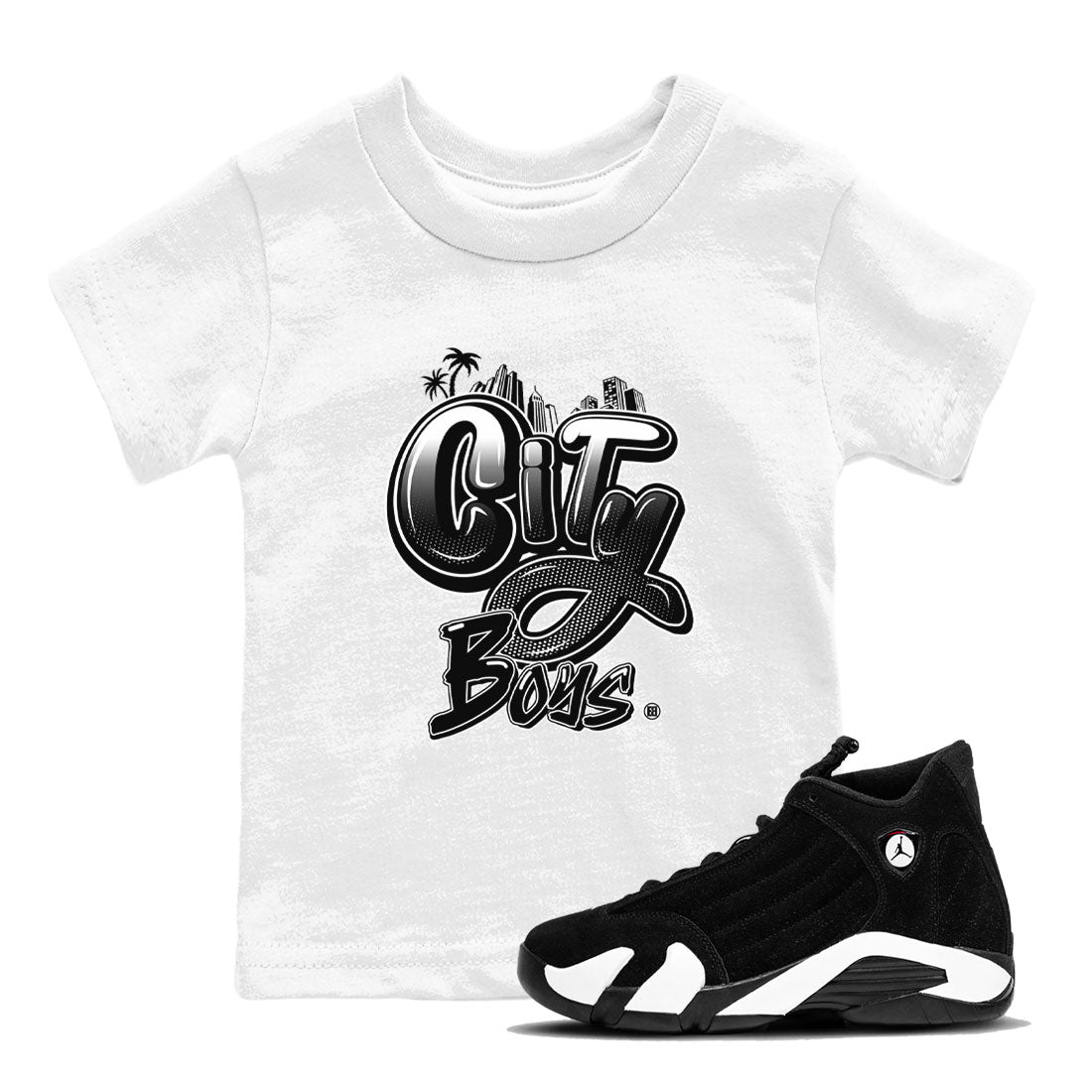14s Panda shirt to match jordans City Boys sneaker tees Air Jordan 14 Panda SNRT sneaker release tees baby toddler White 1 cotton Shirt