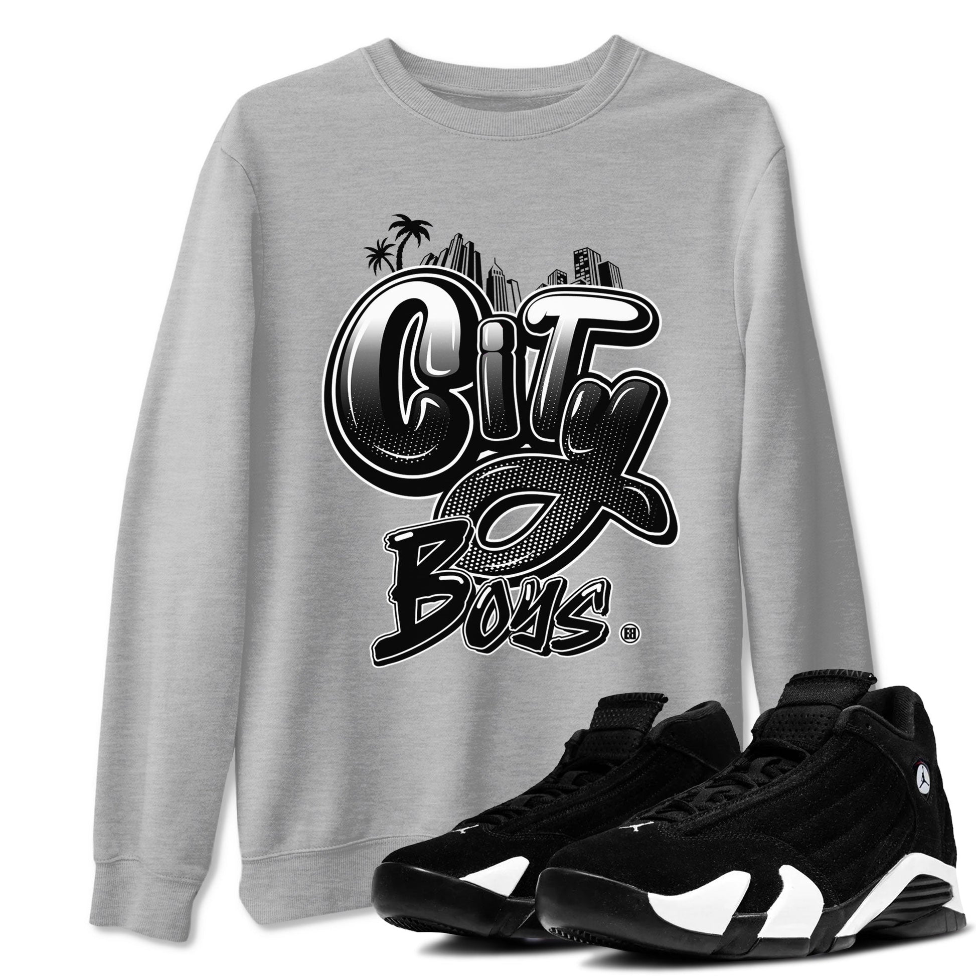 14s Panda shirt to match jordans City Boys sneaker tees Air Jordan 14 Panda SNRT Sneaker Release Tees unisex cotton Heather Grey 1 crew neck shirt