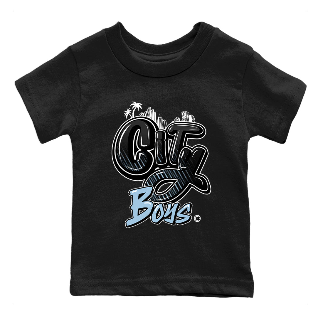 Air Jordan 7 Chambray Sneaker Match Tees City Boys Sneaker Tees AJ7 Chambray SNRT Sneaker Release Tees Kids Shirts Black 2