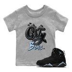 Air Jordan 7 Chambray Sneaker Match Tees City Boys Sneaker Tees AJ7 Chambray SNRT Sneaker Release Tees Kids Shirts Heather Grey 1