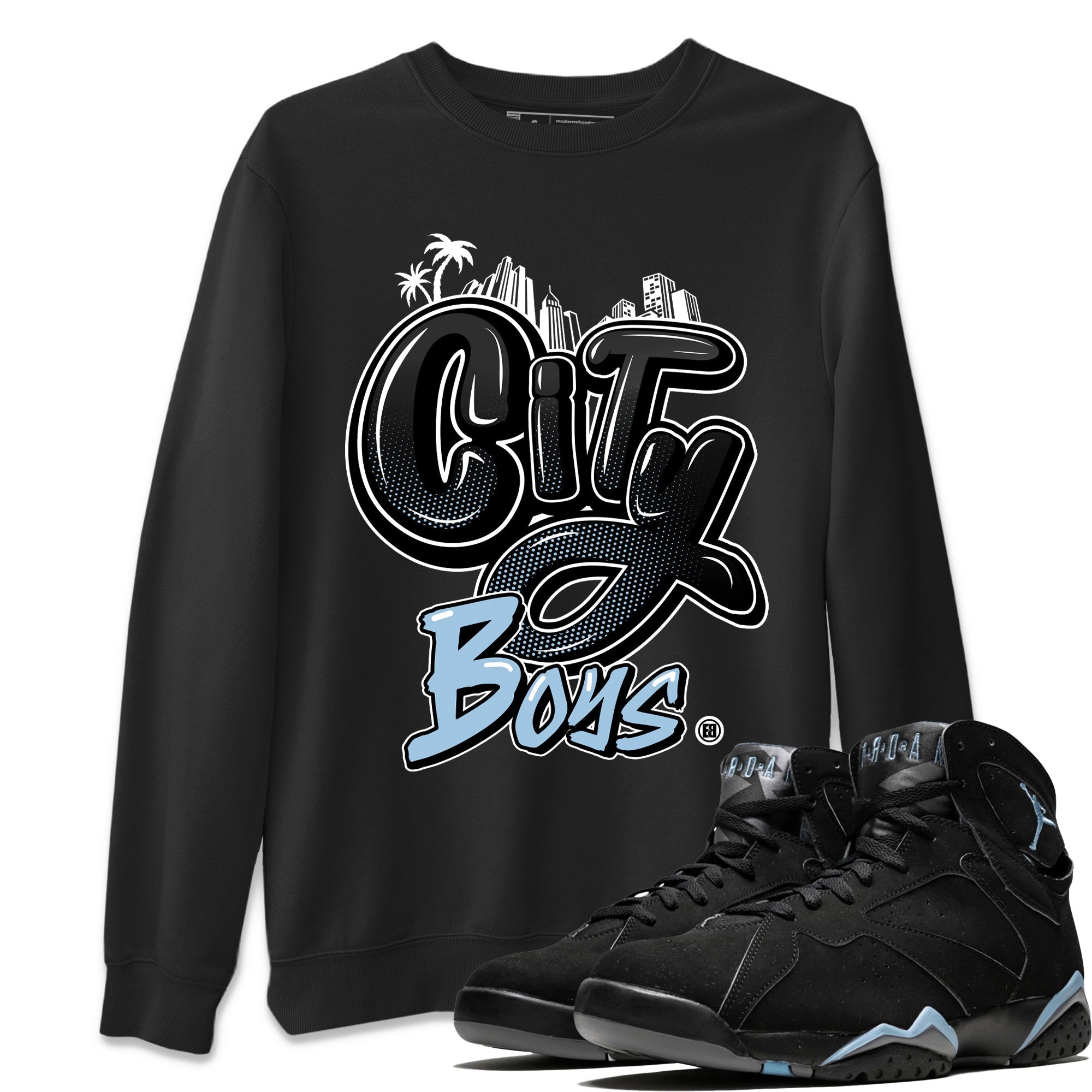 Air Jordan 7 Chambray Sneaker Match Tees City Boys Sneaker Tees AJ7 Chambray SNRT Sneaker Release Tees Unisex Shirts Black 1