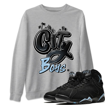 Air Jordan 7 Chambray Sneaker Match Tees City Boys Sneaker Tees AJ7 Chambray SNRT Sneaker Release Tees Unisex Shirts Heather Grey 1