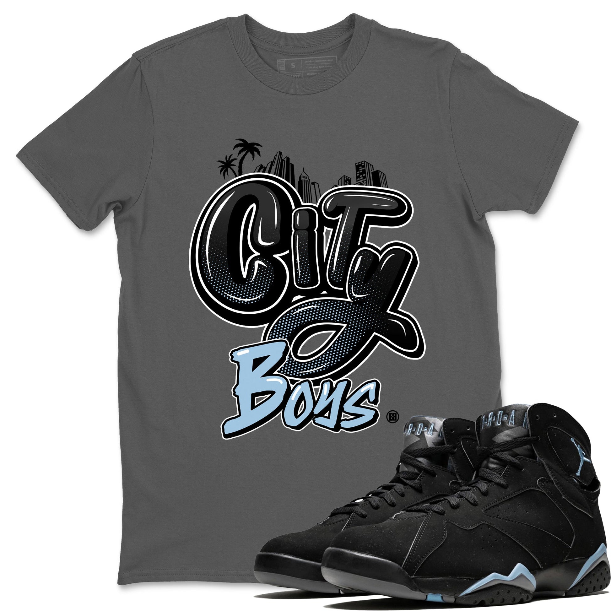 Air Jordan 7 Chambray Sneaker Match Tees City Boys Sneaker Tees AJ7 Chambray SNRT Sneaker Release Tees Unisex Shirts Cool Grey 1