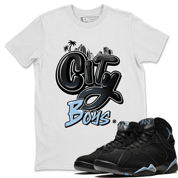 Air Jordan 7 Chambray Sneaker Match Tees City Boys Sneaker Tees AJ7 Chambray SNRT Sneaker Release Tees Unisex Shirts White 1