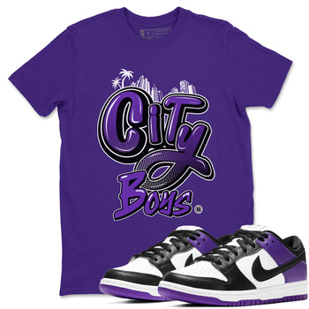 City Boys sneaker match tees to Court Purple Dunks street fashion brand for shirts to match Jordans SNRT Sneaker Tees Dunk Low Court Purple unisex t-shirt Purple 1 unisex shirt