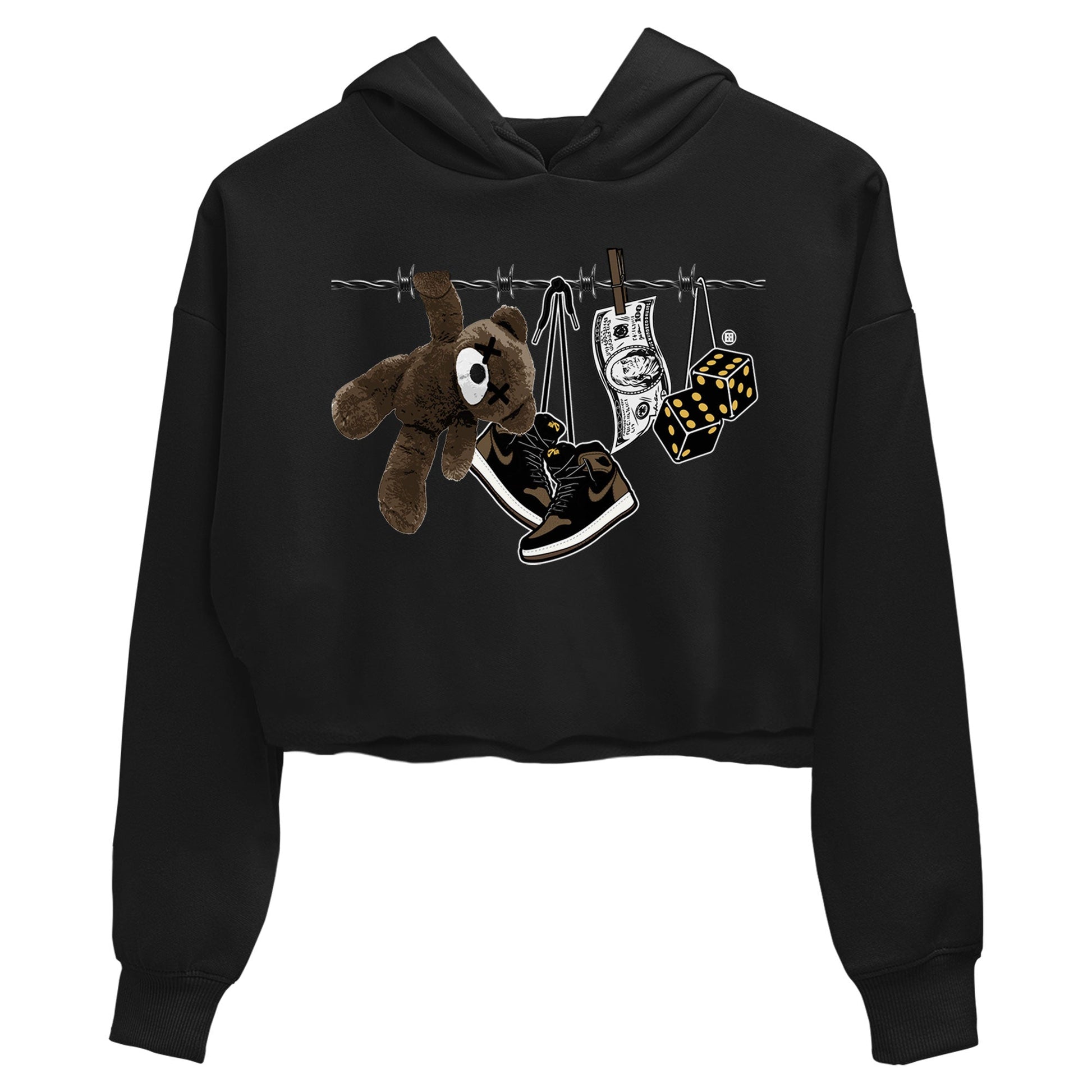 Air Jordan 1 Palomino shirt to match jordans Clothesline sneaker tees Air Jordan 1 Retro High OG Palomino SNRT Sneaker Release Tees Black 2 Crop T-Shirt