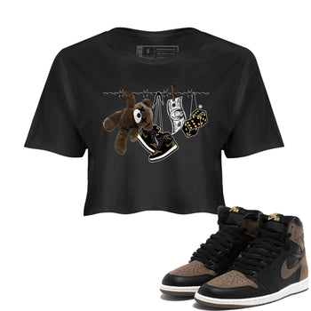 Air Jordan 1 Palomino shirt to match jordans Clothesline sneaker tees Air Jordan 1 Retro High OG Palomino SNRT Sneaker Release Tees Black 1 Crop T-Shirt