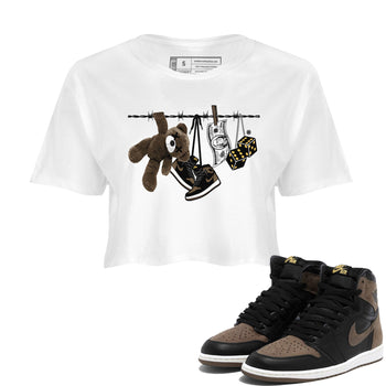 Air Jordan 1 Palomino shirt to match jordans Clothesline sneaker tees Air Jordan 1 Retro High OG Palomino SNRT Sneaker Release Tees White 1 Crop T-Shirt