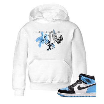 Air Jordan 1 Retro High OG UNC Toe Shirt to match Jordans Clothesline Sneaker Tees UNC Toe 1s Tees Kids and Baby Tees White 1