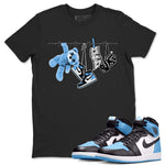 Air Jordan 1 Retro High OG UNC Toe Shirt to match Jordans Clothesline Sneaker Tees UNC Toe 1s Tees Crew Neck T-Shirts Black 1