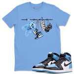 Air Jordan 1 Retro High OG UNC Toe Shirt to match Jordans Clothesline Sneaker Tees UNC Toe 1s Tees Crew Neck T-Shirts Carolina Blue 1