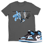 Air Jordan 1 Retro High OG UNC Toe Shirt to match Jordans Clothesline Sneaker Tees UNC Toe 1s Tees Crew Neck T-Shirts Cool Grey 1