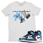 Air Jordan 1 Retro High OG UNC Toe Shirt to match Jordans Clothesline Sneaker Tees UNC Toe 1s Tees Crew Neck T-Shirts White 1