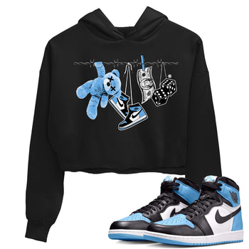 Air Jordan 1 Retro High OG UNC Toe Shirt to match Jordans Clothesline Sneaker Tees UNC Toe 1s Tees Crop T-Shirts Black 1