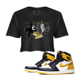 AJ1 Yellow Ochre shirt to match jordans Clothesline sneaker tees Air Jordan 1 Yellow Ochre SNRT Sneaker Release Tees Black 1 crop length shirt