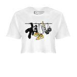 AJ1 Yellow Ochre shirt to match jordans Clothesline sneaker tees Air Jordan 1 Yellow Ochre SNRT Sneaker Release Tees White 2 crop length shirt