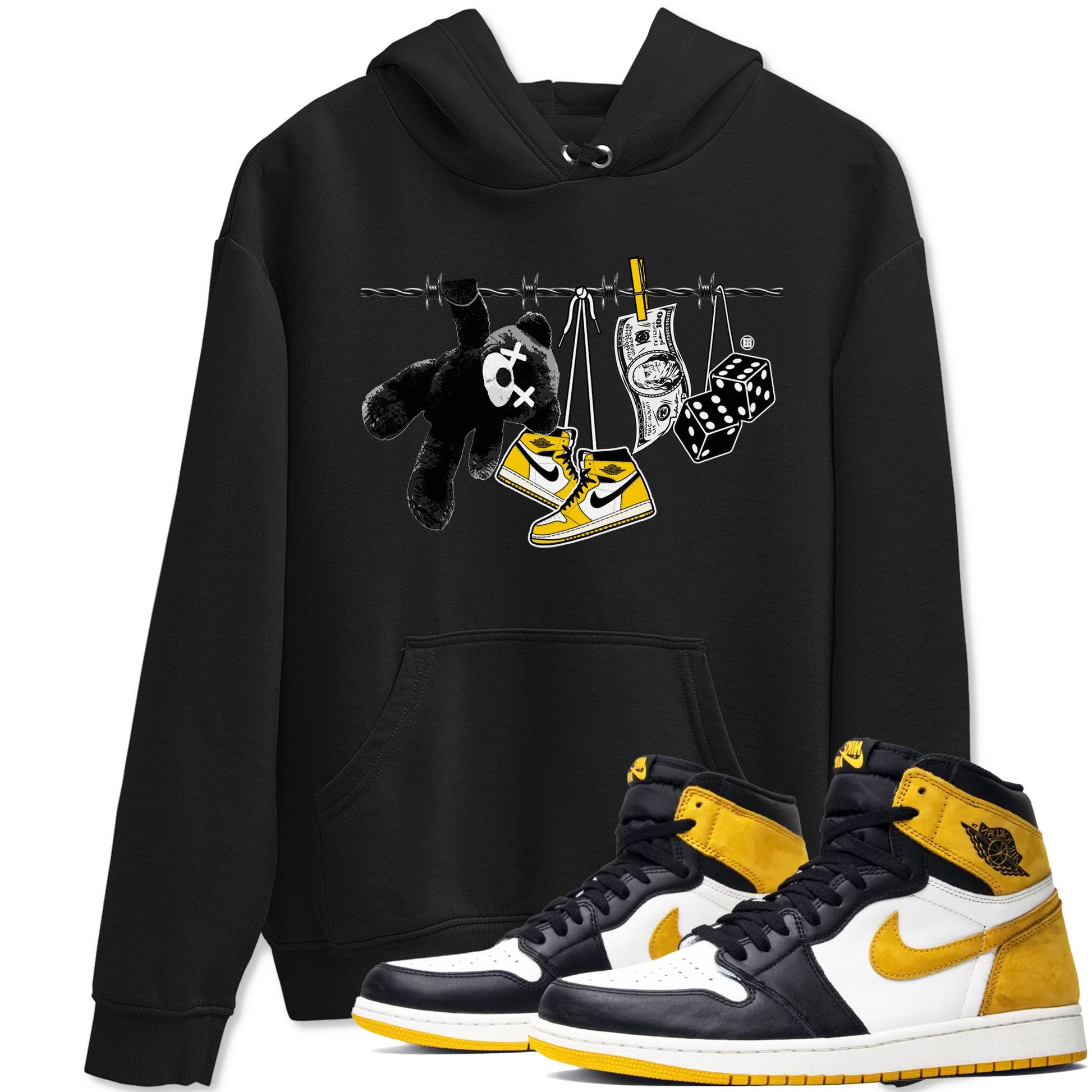 AJ1 Yellow Ochre shirt to match jordans Clothesline sneaker tees Air Jordan 1 Yellow Ochre SNRT Sneaker Release Tees unisex cotton Black 1 crew neck shirt