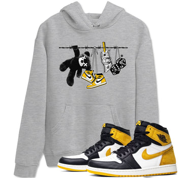 AJ1 Yellow Ochre shirt to match jordans Clothesline sneaker tees Air Jordan 1 Yellow Ochre SNRT Sneaker Release Tees unisex cotton Heather Grey 1 crew neck shirt