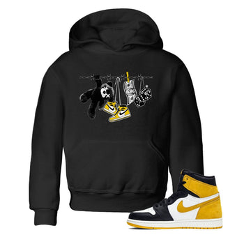 AJ1 Yellow Ochre shirt to match jordans Clothesline sneaker tees Air Jordan 1 Yellow Ochre SNRT sneaker release tees baby toddler Black 1 cotton Shirt