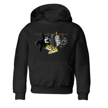 AJ1 Yellow Ochre shirt to match jordans Clothesline sneaker tees Air Jordan 1 Yellow Ochre SNRT sneaker release tees baby toddler Black 2 cotton Shirt