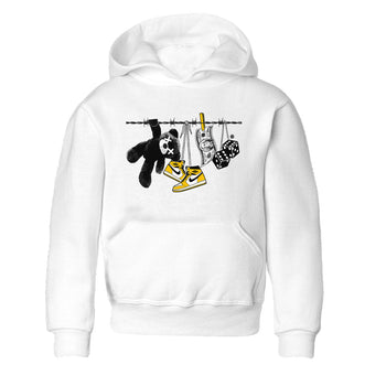 AJ1 Yellow Ochre shirt to match jordans Clothesline sneaker tees Air Jordan 1 Yellow Ochre SNRT sneaker release tees baby toddler White 2 cotton Shirt