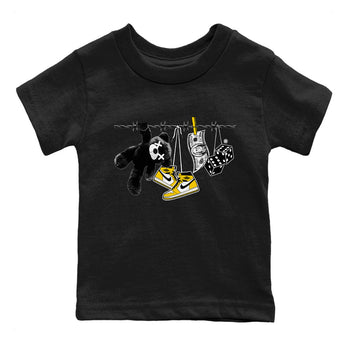 AJ1 Yellow Ochre shirt to match jordans Clothesline sneaker tees Air Jordan 1 Yellow Ochre SNRT sneaker release tees baby toddler Black 2 cotton Shirt